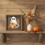 Halloween Ghost with Pumpkin Sign 6x6