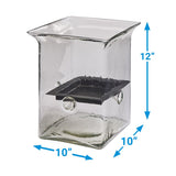 Hammered Glass Large Square Candle Holders-Lange General Store