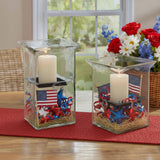 Hammered Glass Large Square Candle Holders-Lange General Store