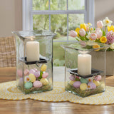 Hammered Glass Large Square Candle Holders-Lange General Store
