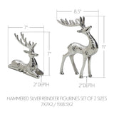 Hammered Silver Reindeer Figurines Set of 2-Lange General Store
