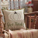 Harvest Blessings Applique Pumpkin Give Thanks Pillow-Lange General Store
