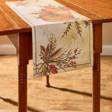 Harvest Dance Fall Table Runner 36" on a wood table