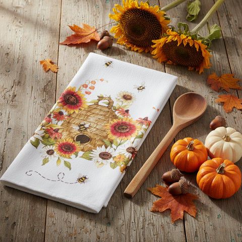 Harvest Sunflower Bee Skep Terry Towel