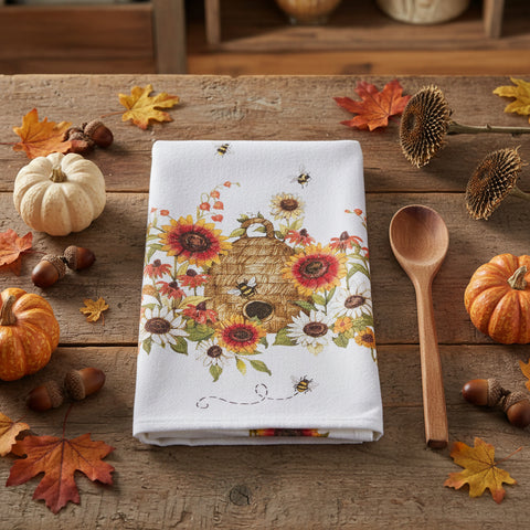 Harvest Sunflower Bee Skep Terry Towel