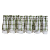 Hayson Sage Plaid Layered Valance-Lange General Store