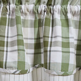 Hayson Sage Plaid Layered Valance-Lange General Store