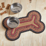 Heirloom Farm Dog Bone Braided Waterproof Rug Mat – Small 11.5x17.5 – Mustard Tan, Raven Black, Burgundy