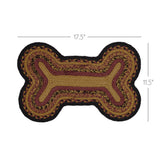 Heirloom Farm Dog Bone Braided Waterproof Rug Mat – Bone Shape Dog Mat – Mustard Tan, Burgundy
