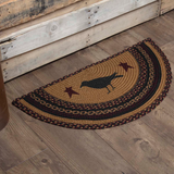 Heirloom Farm Primitive Crow Half Circle Rug — front view on hardwood floor