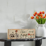 Here Comes Spring w/ Bicycle & Tulip Wall Sign-Lange General Store