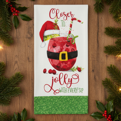Holiday Cheers Jolly Santa Terry Towel-Lange General Store