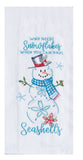 Holiday Sand Dollar Snowman Flour Sack Towel