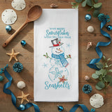 Holiday Sand Dollar Snowman Flour Sack Towel