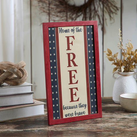 Home Of The Free Because They Were Brave Wall Sign-Lange General Store