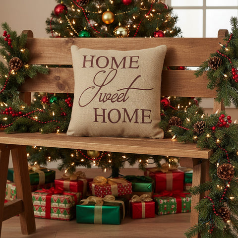 Home Sweet Home Burlap Pillow-Lange General Store