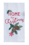 Home for Christmas Embroidered Waffle Towel