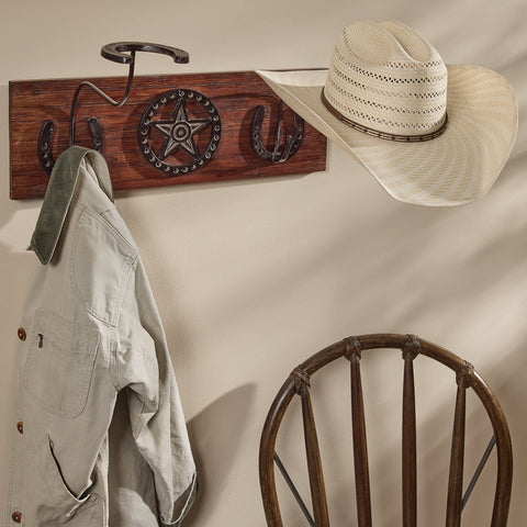 Horse Shoe Star Hat Rack With Hooks