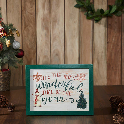 It's The Most Wonderful Time Snowman Framed Sign-Lange General Store