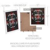 Jingle Bells Wreath Plaid Framed Wall Hanging Sign-Lange General Store