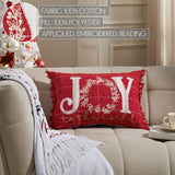 Joy to the World Fringed Pillow-Lange General Store