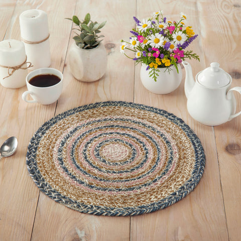 Navy Rose Braided Trivet 15"-Lange General Store