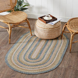 Navy Rose Collection Braided Rugs - Oval - Lange General Store
