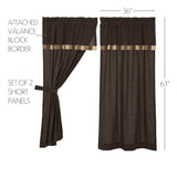 Kettlehurst Plaid Block Border Short Panel Curtains-Lange General Store