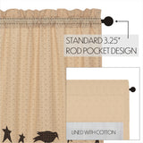 Kettlehurst Primitive Crow and Star Tier Curtains 24"