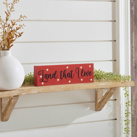 Land That I Love w/White Stars Block Sign-Lange General Store