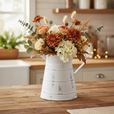 Layne White Milk Pitcher with fall florals