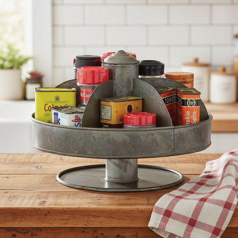 Lazy Susan Galvanized Organizer-Lange General Store