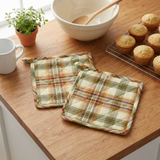Lemoncrest Pot Holder Set of 2 in an everyday kitchen setting from a more overhead view