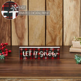 Let It Snow Plaid Block Sign-Lange General Store