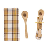 Maize Plaid Stir It Up Dishtowel & Wooden Spoon Set