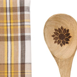 Maize Plaid Stir It Up Dishtowel & Wooden Spoon Set