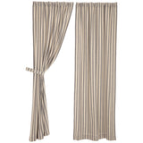 Market Place Blue Ticking Stripe Long Panel Curtains-Lange General Store