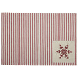 Market Place Red Ticking Stripe Snowflake Placemat - Set of 4