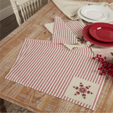 Market Place Red Ticking Stripe Snowflake Placemat - Set of 4