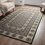 Medallion Black Tan Jacquard Indoor/Outdoor Rug Collection - Rectangle-Lange General Store