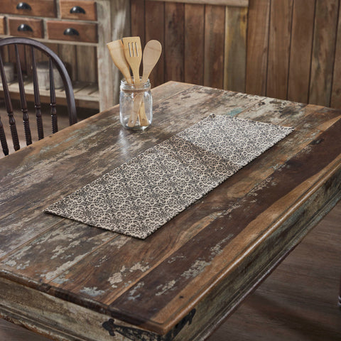 Medallion Black Tan Jacquard Table Runners - Lange General Store