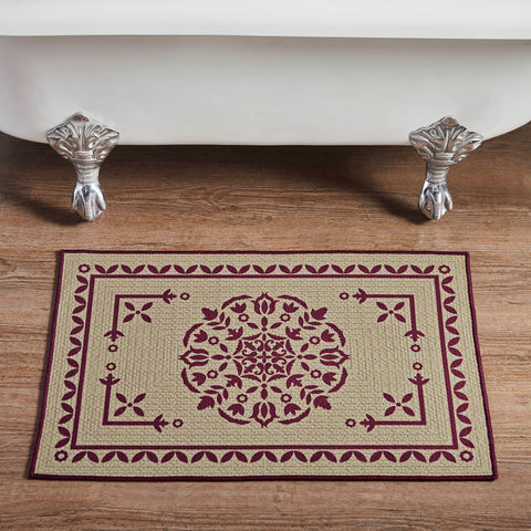 Medallion Burgundy Tan Jacquard Bath Mats