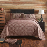 Medallion Burgundy Tan Jacquard Coverlet