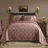 Medallion Burgundy Tan Jacquard Coverlet