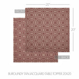 Medallion Burgundy Tan Jacquard Indoor/Outdoor Table Toppers-Lange General Store