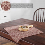 Medallion Burgundy Tan Jacquard Indoor/Outdoor Table Toppers-Lange General Store