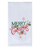 Merry Christmas Embroidered Waffle Towel