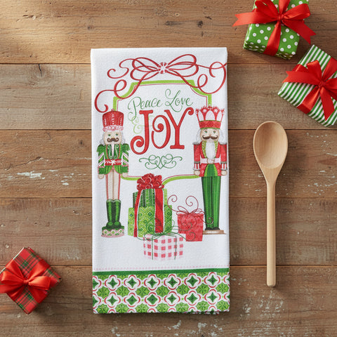 Merry Nutcrackers Peace Love Joy Terry Towel