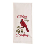 Merry Red Bird Believe In the Magic Of Christmas Dishtowel