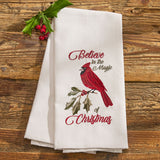 Merry Red Bird Believe In the Magic Of Christmas Dishtowel